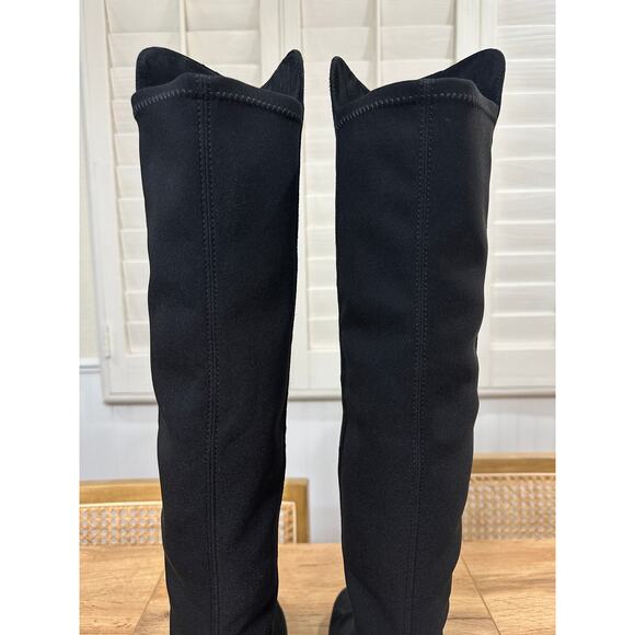 Stuart Weitzman 5050 Over The Knee Tall Boots Black Suede/Gaberdine Size 5 NWOB - Picture 11 of 16